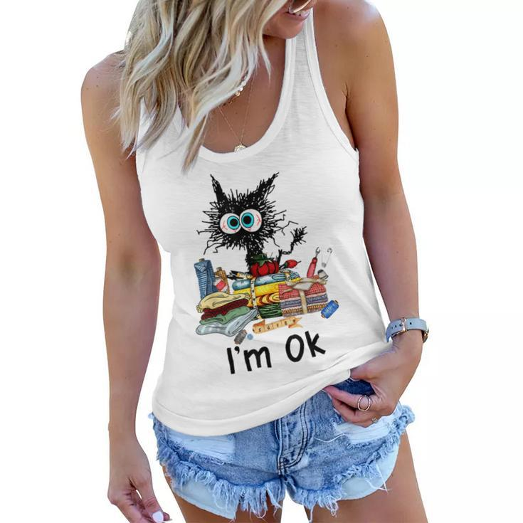 Cats Im Ok Funny Quilting Love Cats  Women Flowy Tank