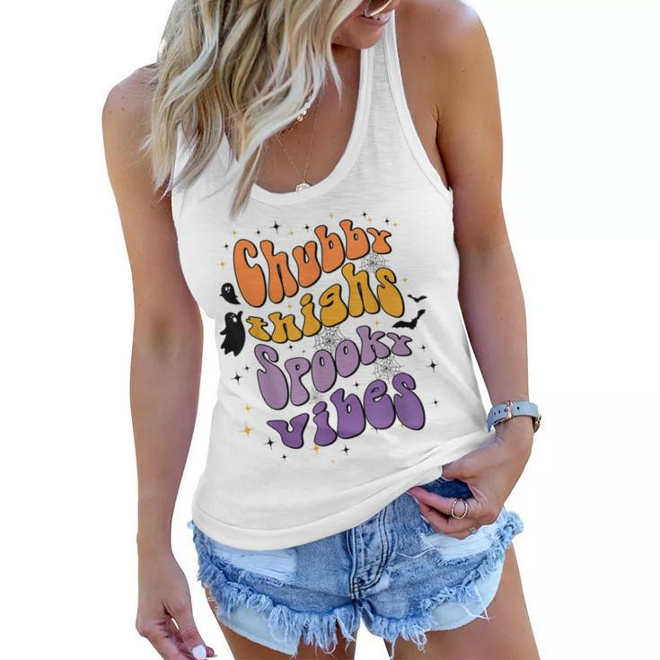 Chubby Thighs And Spooky Vibes Happy Halloween  Women Flowy Tank