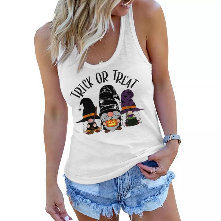 Cute Witch Gnomes Halloween Garden Gnome Trick Or Treat  Women Flowy Tank