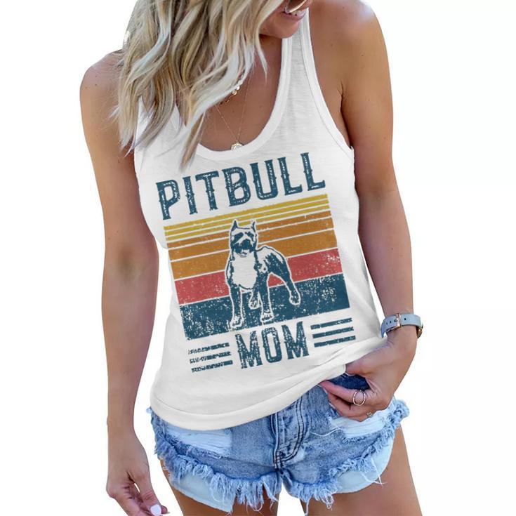 Dog Pitbull Mom   Vintage Pitbull Mom  Women Flowy Tank