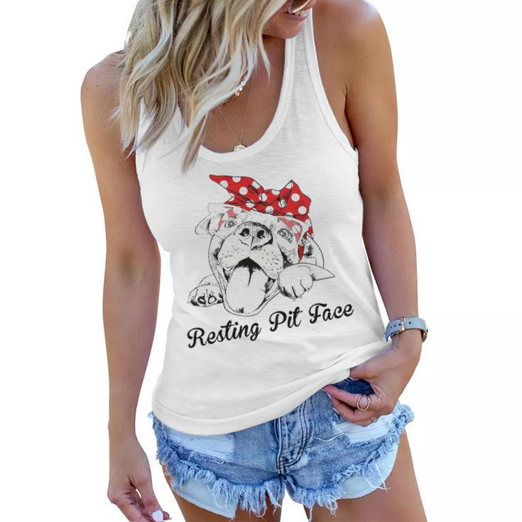 Dog Pitbull Resting Pit Face For Dogs  Women Flowy Tank