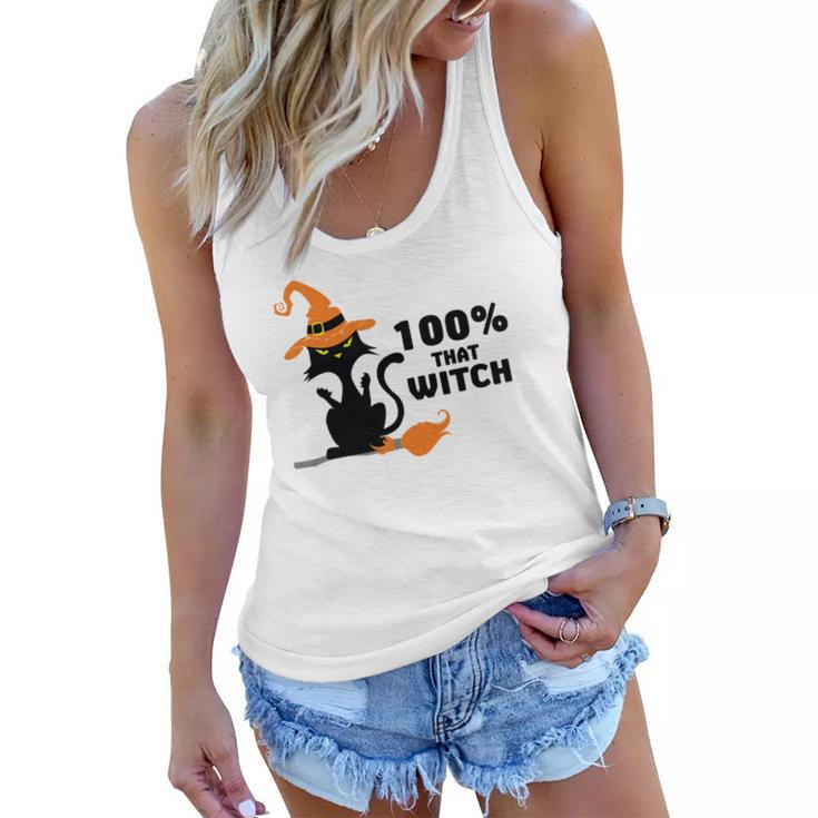 Halloween 100% That Witch Cat Funny Gift Women Flowy Tank