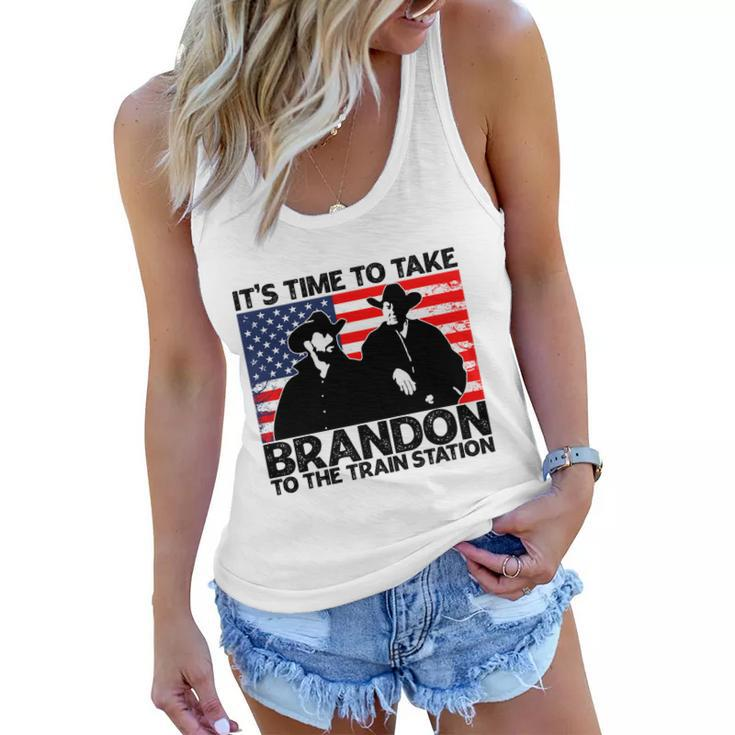 Its Time To Take Brandon To The Train Station America Flag Funny Its Time To Tak Women Flowy Tank