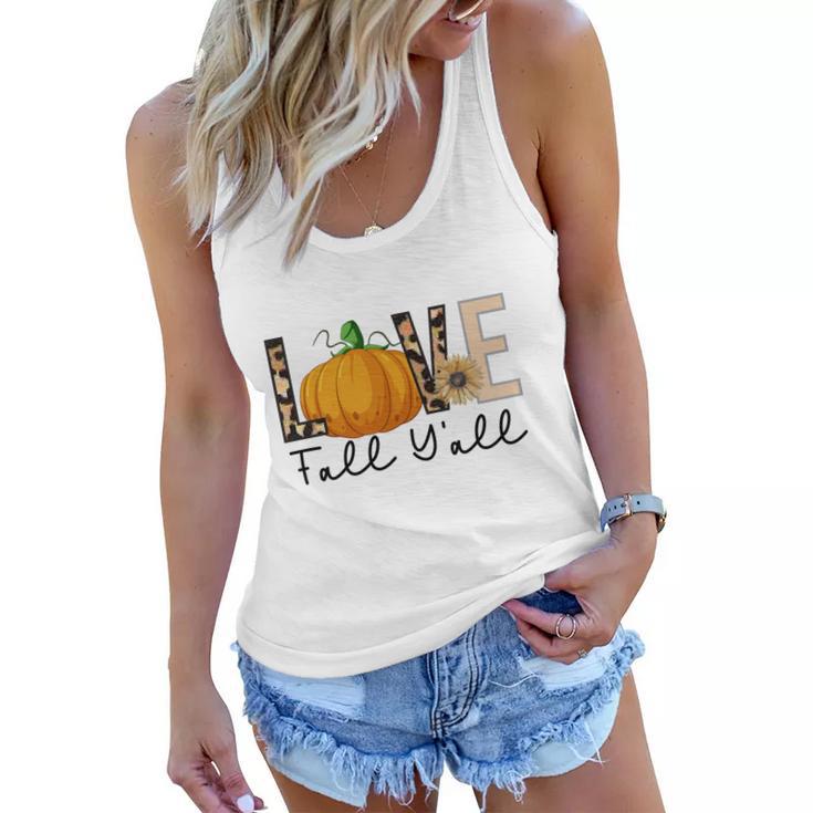 Love Fall Yall Pumpkin Lovers Thankful Women Flowy Tank