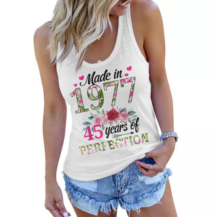 Made In 1977 Floral 45 Year Old 45Th Birthday Gifts Women Women Flowy Tank