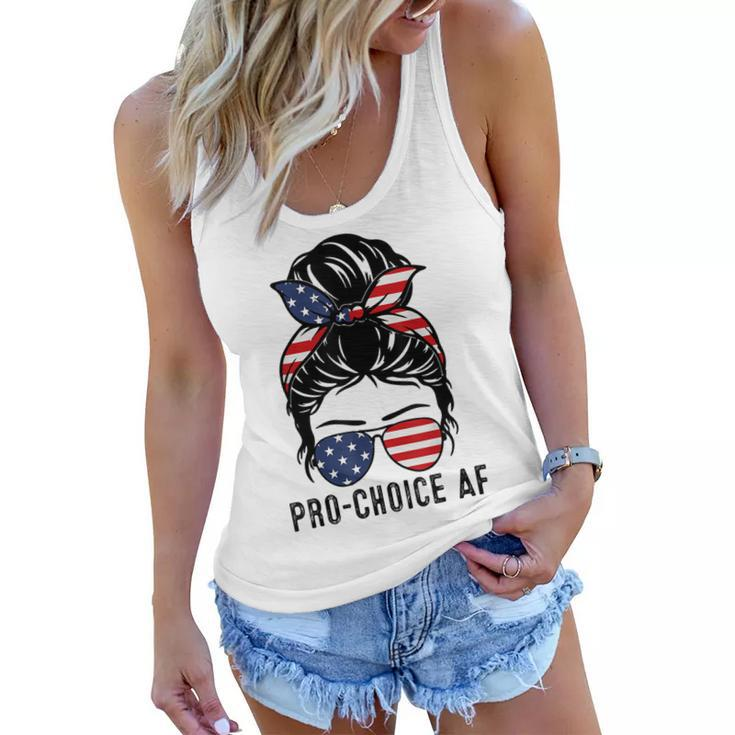 Pro Choice Af Messy Bun Us Flag Reproductive Rights Tank  Women Flowy Tank