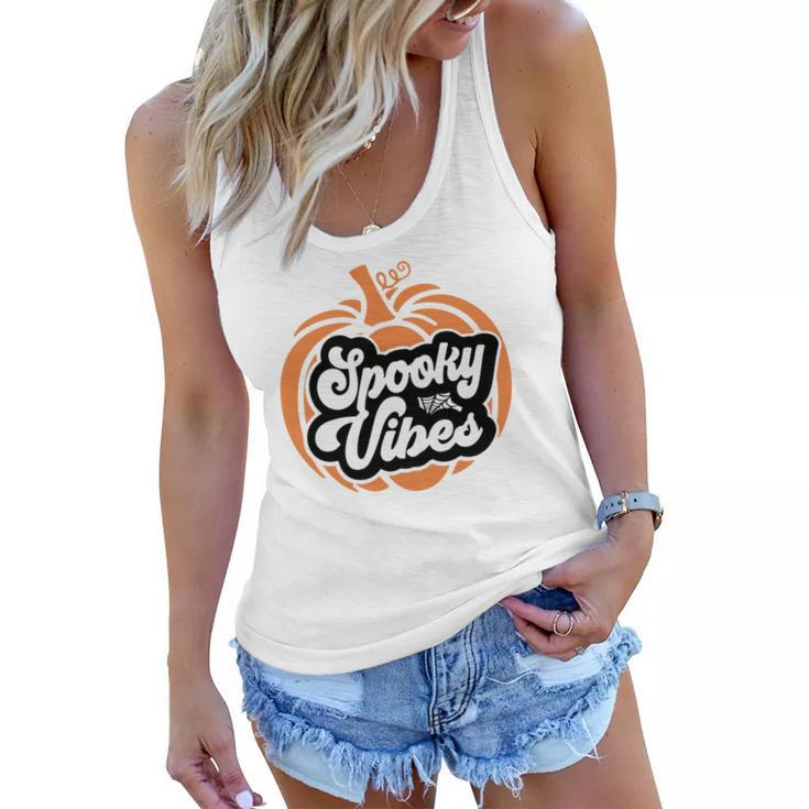 Pumpkin Thick Thights And Spooky Vibes Halloween Women Flowy Tank