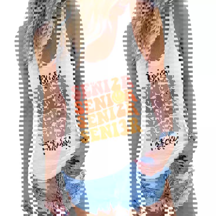 Retro My Last First Day Senior 2023 First Day Of High School Women Flowy Tank