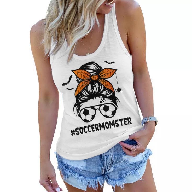 Soccer Momster  For Women Halloween Mom Messy Bun Hair  Women Flowy Tank