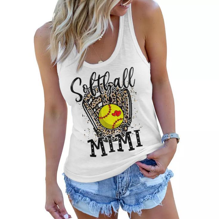 Softball Mimi Leopard Game Day Softball Lover Mothers Day  Women Flowy Tank