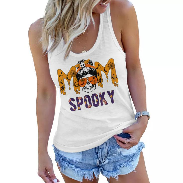Spooky Mama Messy Skull Mom Witch Halloween Women  Women Flowy Tank
