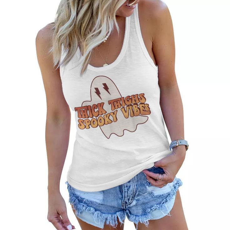 Thick Thighs Spooky Vibes Funny Happy Halloween Spooky  Women Flowy Tank