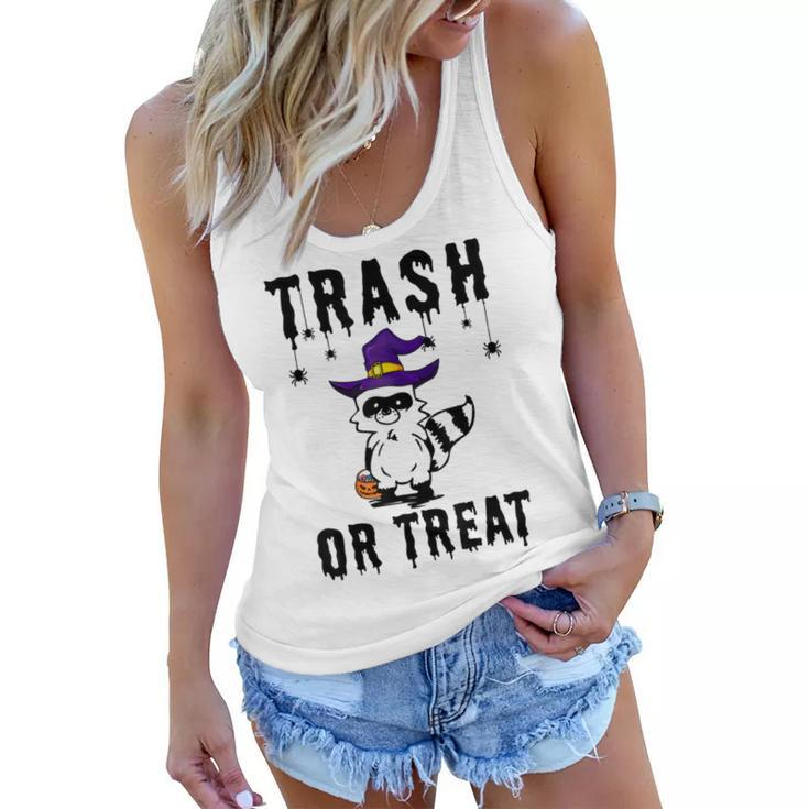 Trash Or Treat Funny Trash Panda Witch Hat Halloween Costume  Women Flowy Tank