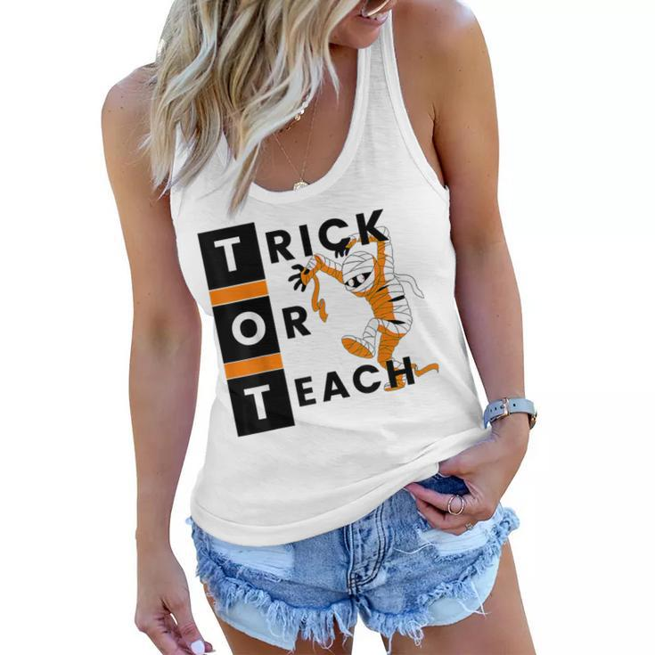 Trick Or Teach Funny Teacher Halloween Costume Gifts  Women Flowy Tank