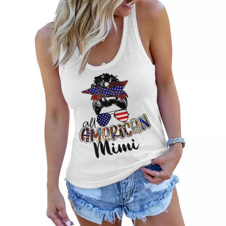 Womens All American Mimi Messy Bun 4Th Of July Independence Day  Women Flowy Tank