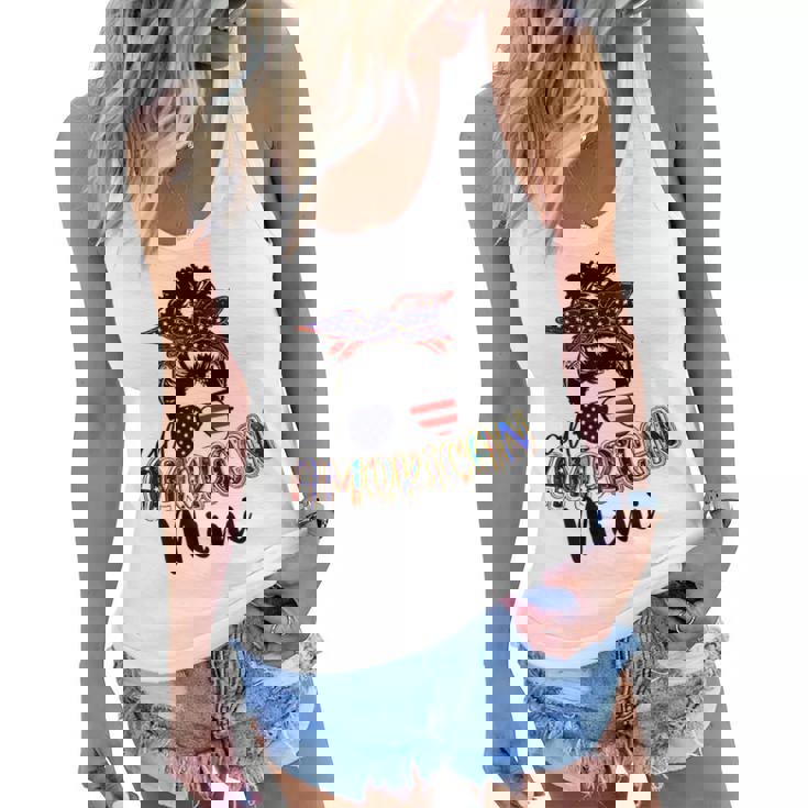 Womens All American Mimi Messy Bun 4Th Of July Independence Day  Women Flowy Tank