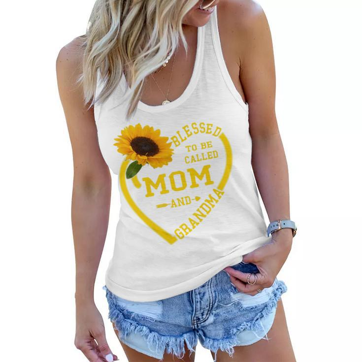 Womens Blessed To Be Called Mom And Grandma Mothers Day Sunflower   Women Flowy Tank