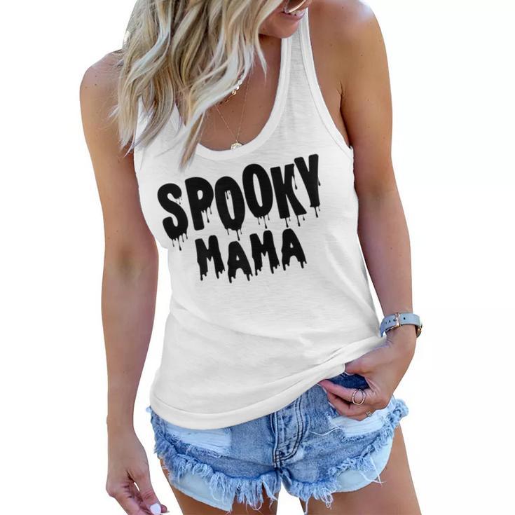 Womens Spooky Mama Mom Fun Scary Pumpkin Halloween Costume Boo Fall  Women Flowy Tank