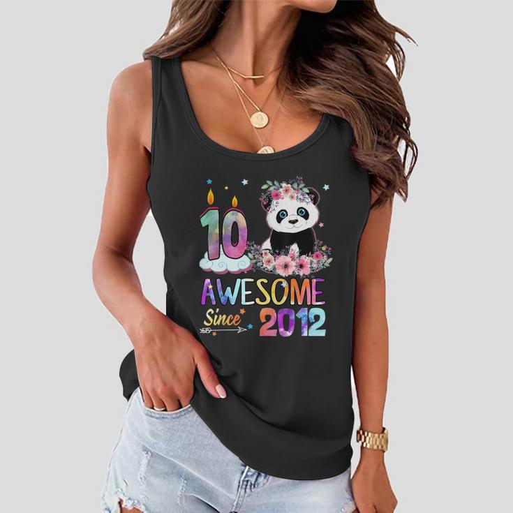 10 Years Old Awesome Since 2012 10Th Birthday Panda Unicorn Women Flowy Tank