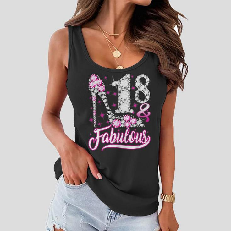 18 Years Old Gifts 18 & Fabulous 18Th Birthday Pink Diamond Women Flowy Tank