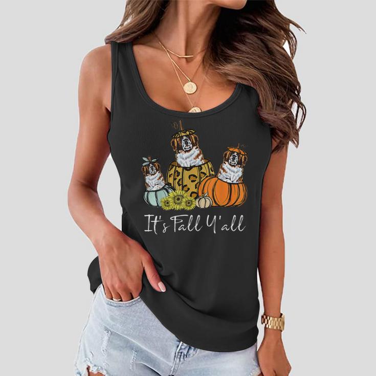 Its Fall Yall Saint Bernard Dog Leopard Pumpkin Autumn  Women Flowy Tank