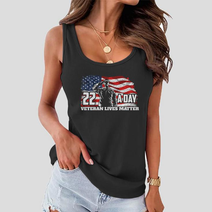 22 Per Day Veteran Lives Matter Suicide Awareness Usa Flag Gift Graphic Design Printed Casual Daily Basic Women Flowy Tank