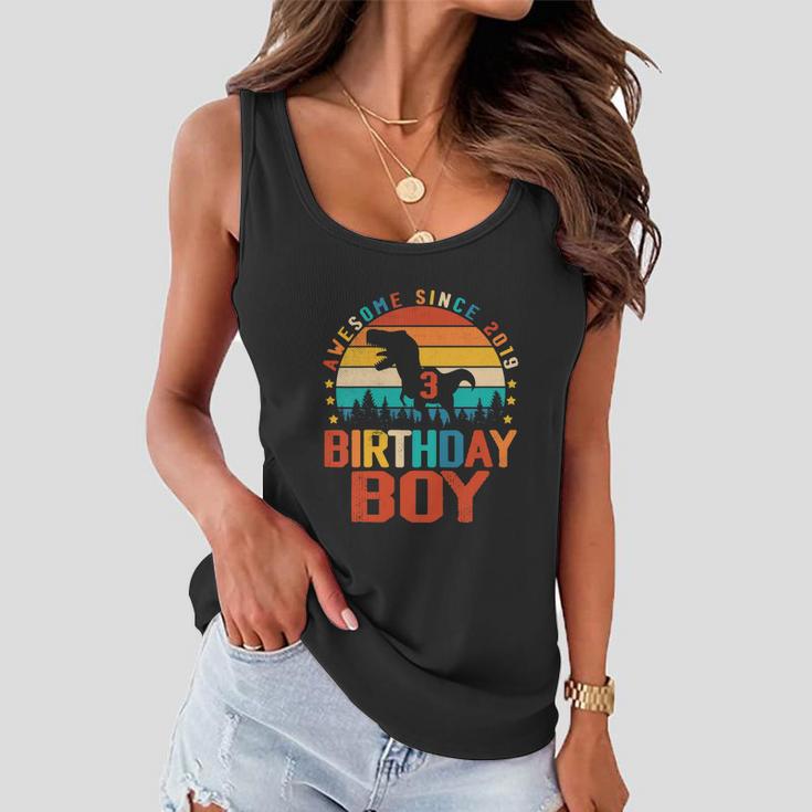 3Rd Birthday Funny Dinosaur 3 Year Old Women Flowy Tank