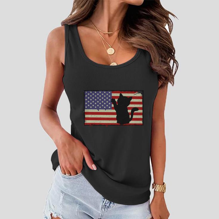 4Th Of July Cat American Flag Cute Plus Size Graphic Shirt For Men Women Family Women Flowy Tank