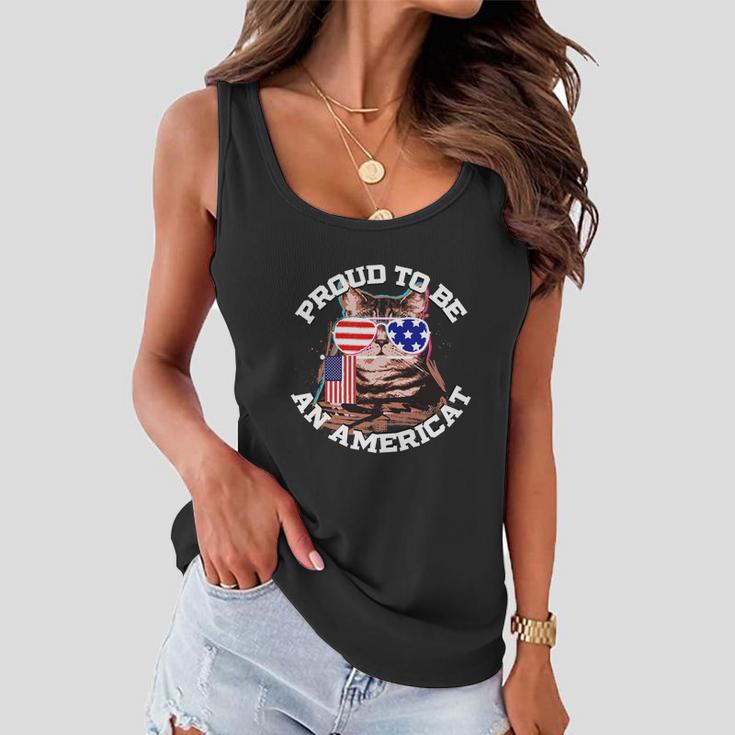 4Th Of July Cat American Flag Glasses Women Flowy Tank