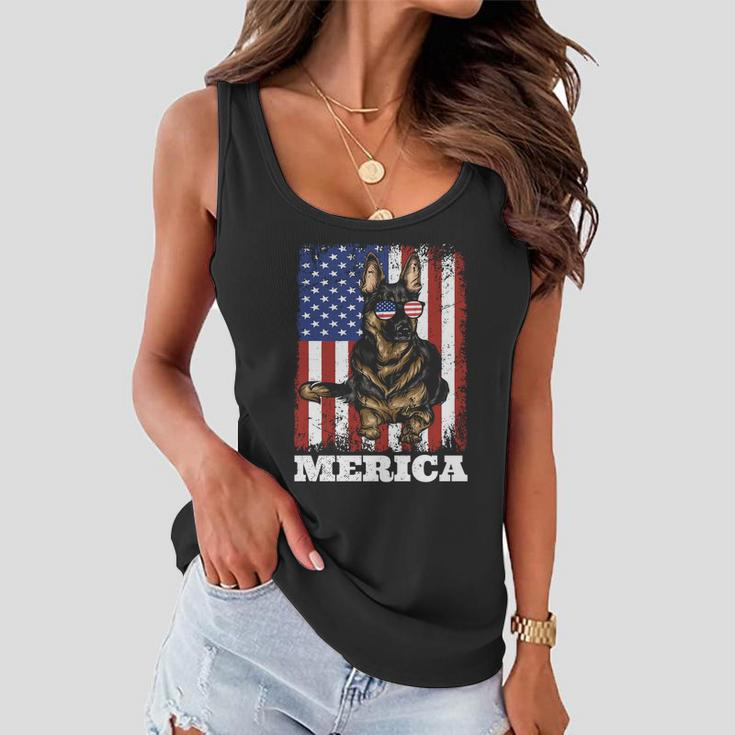 4Th Of July German Shepherd Dog American Flag Merica Cute Gift Women Flowy Tank