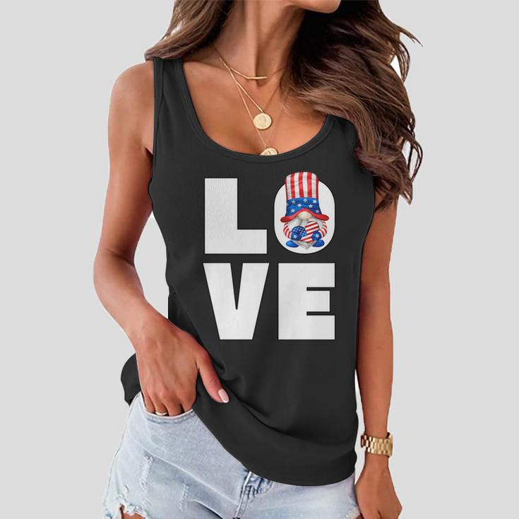 4Th Of July Gnome For Women Patriotic American Flag Heart Gift Women Flowy Tank