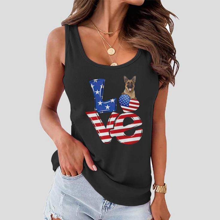 4Th Of July Patriotic Love German Shepherd American Flag Gift Women Flowy Tank