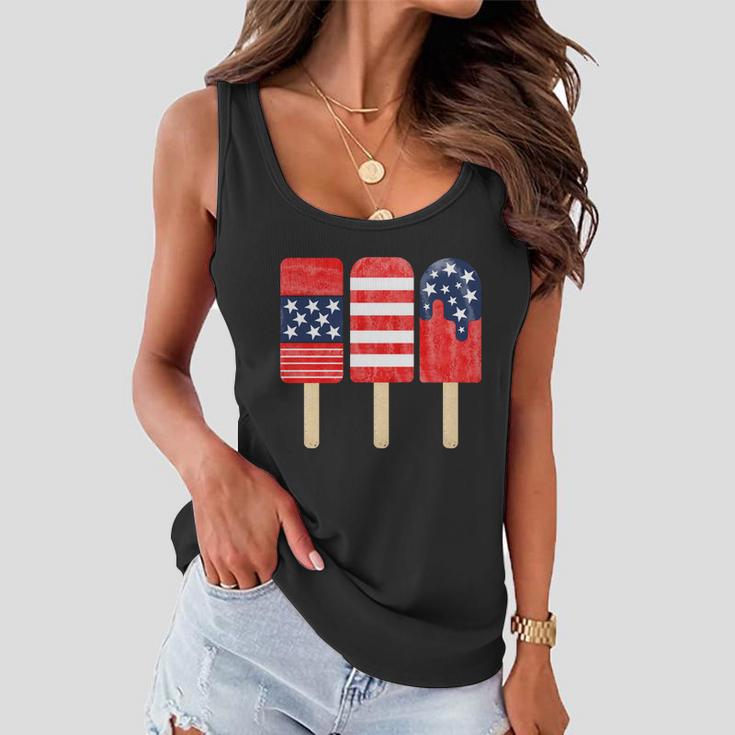 4Th Of July Popsicle Red White Blue American Flag Patriotic Women Flowy Tank