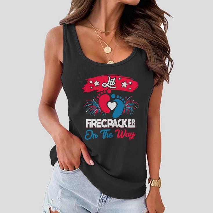 4Th Of July Pregnancy Meaningful Gift Lil Firecracker On The Way Great Gift Women Flowy Tank