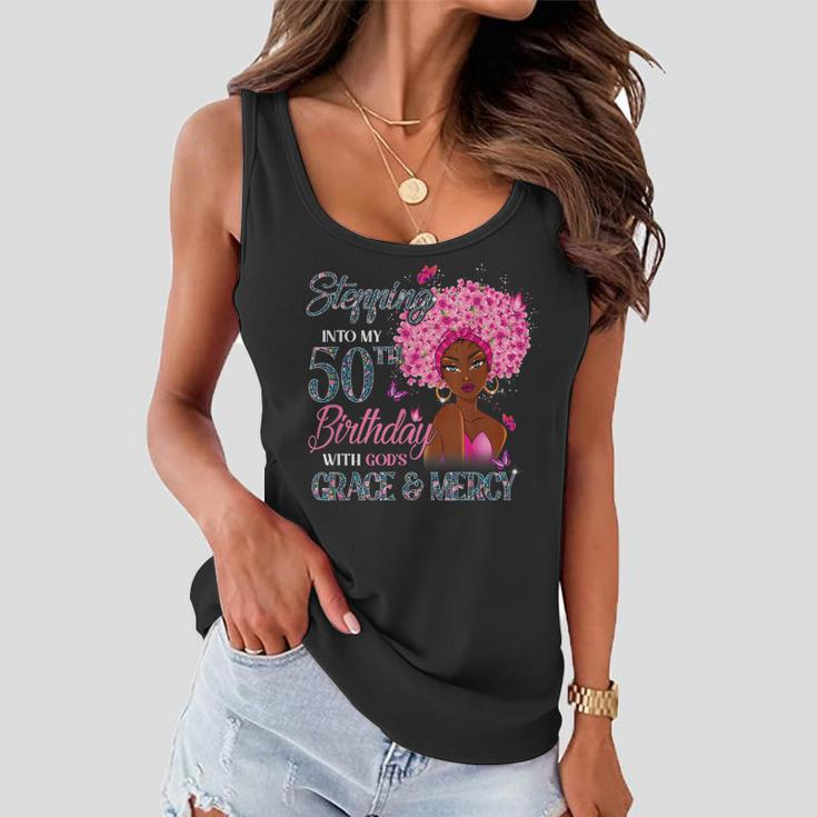 50Th Birthday Squad Stepping Into 50 Years Old Black Womens Women Flowy Tank