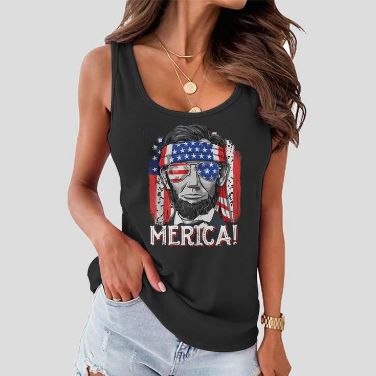 Abraham Lincoln 4Th Of July Merica Men Women American Flag Women Flowy Tank