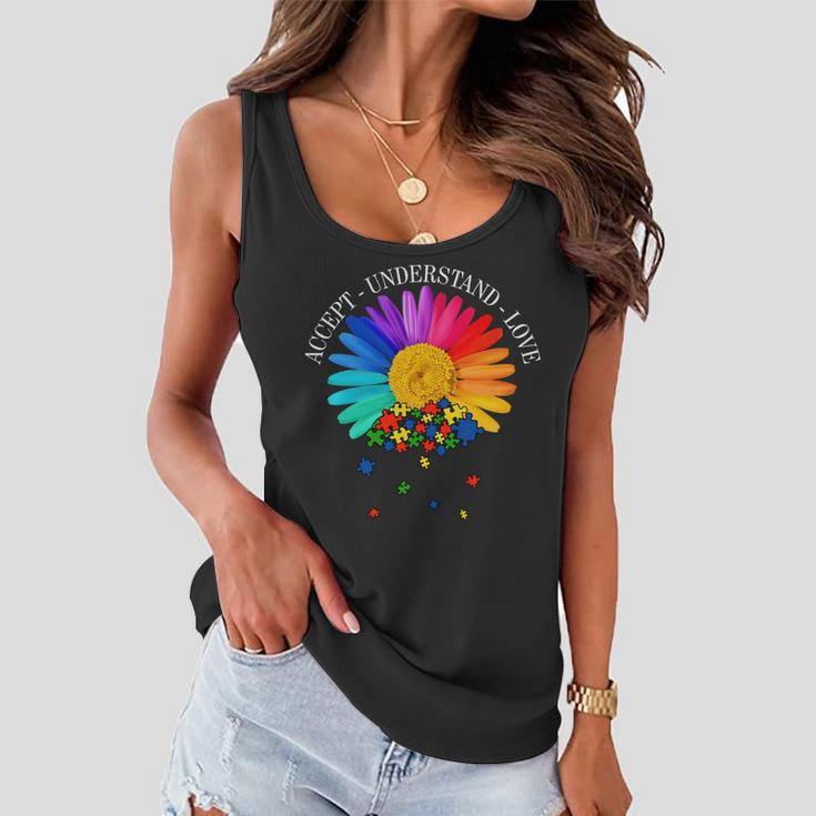 Accept Understand Love Autism Sunflower Tshirt Women Flowy Tank