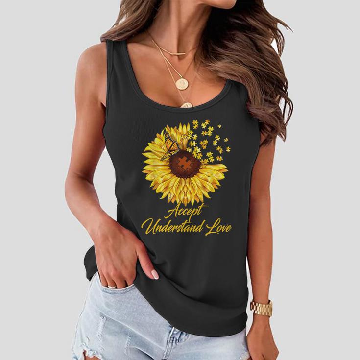 Accept Understand Love Sunflower Autism Women Flowy Tank