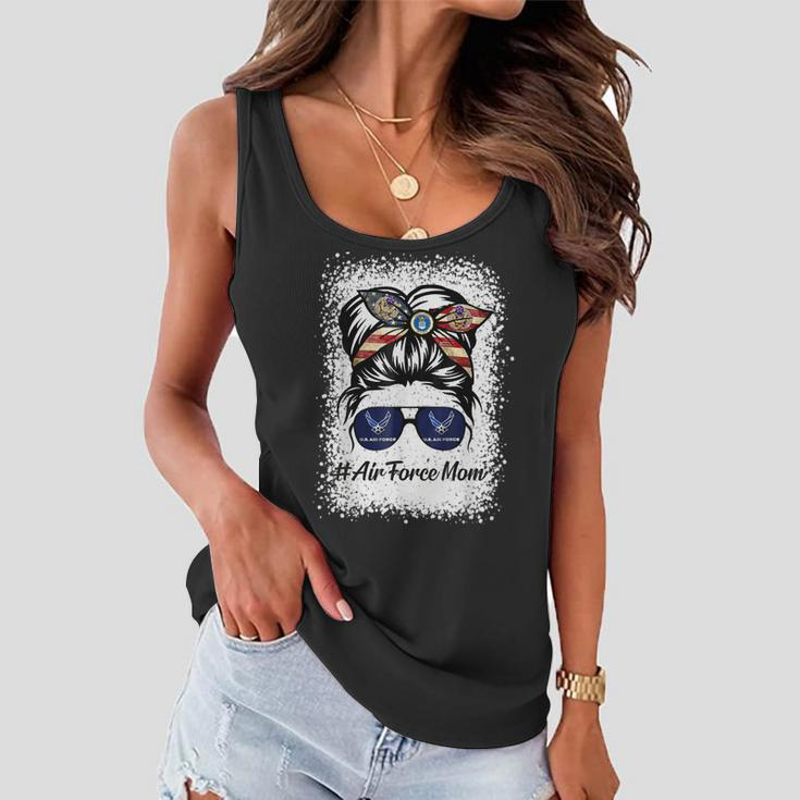 Air Force Mom Messy Bun Sunglasses Military Mom Mothers Day Women Flowy Tank