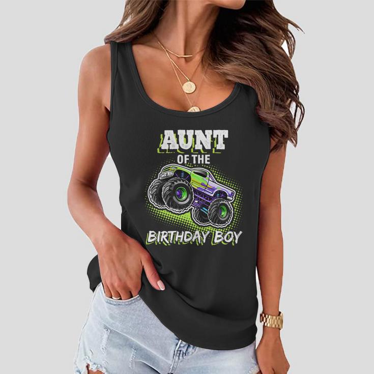 Aunt Of The Birthday Boy Monster Truck Birthday Gift Women Flowy Tank