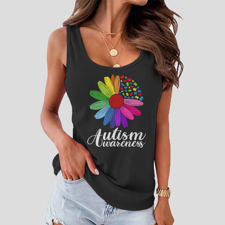 Autism Awareness Flower Autism Awareness Flower Autism Flower Puzzle Tshirt Women Flowy Tank