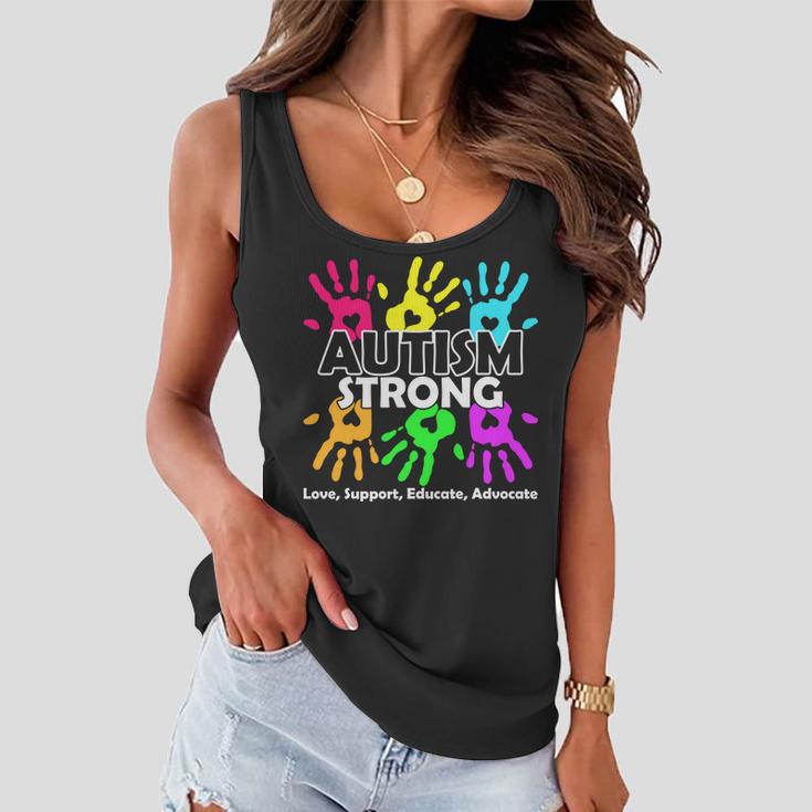 Autism Strong Love Support Educate Advocate Women Flowy Tank