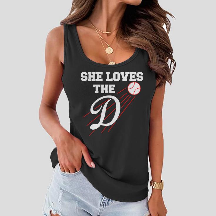 Baseball She Loves The D Los Angeles V2 Women Flowy Tank