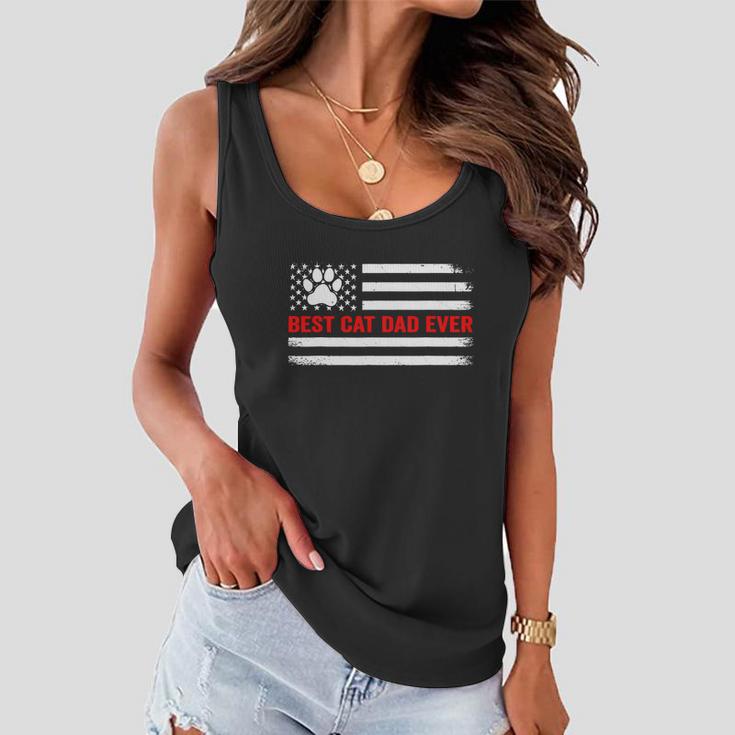 Best Cat Dad Ever American Flag Funny Cat Lovers Women Flowy Tank