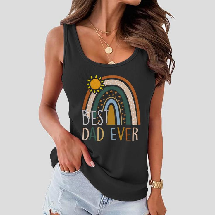 Best Dad Ever Rainbow Funny Fathers Day From Wife Daughter Cool Gift Women Flowy Tank