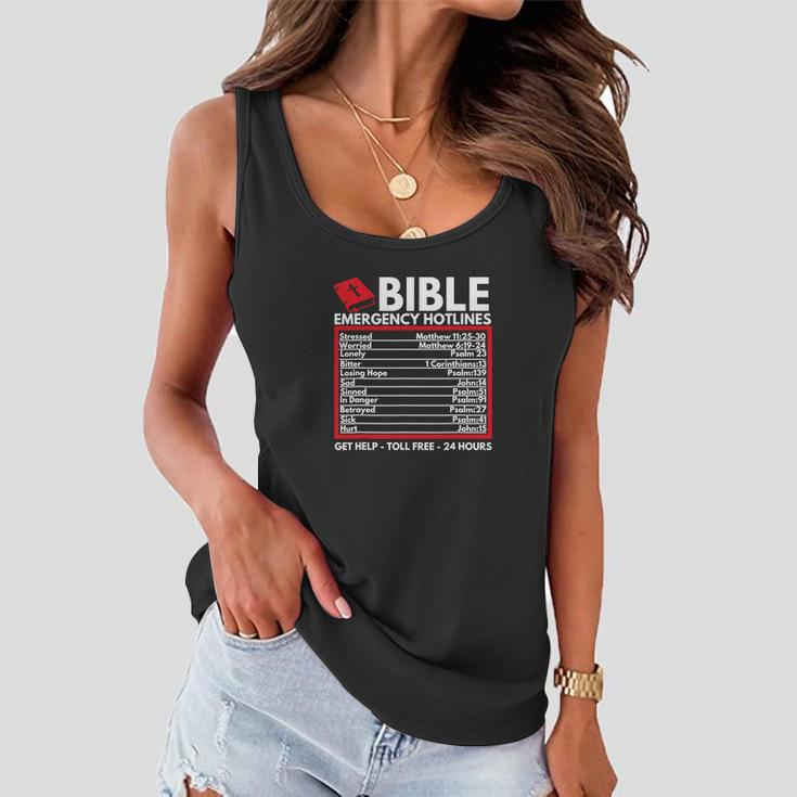 Bible Emergency Numbers Funny Christian Bible V2 Women Flowy Tank