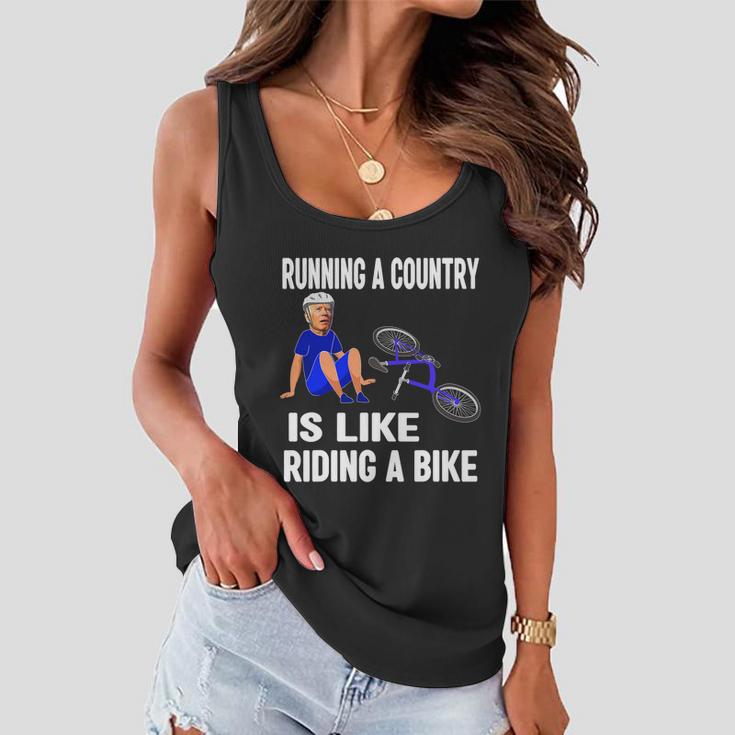 Biden Falls Off Bike Joe Biden Falling Off His Bicycle Funny Meme Women Flowy Tank