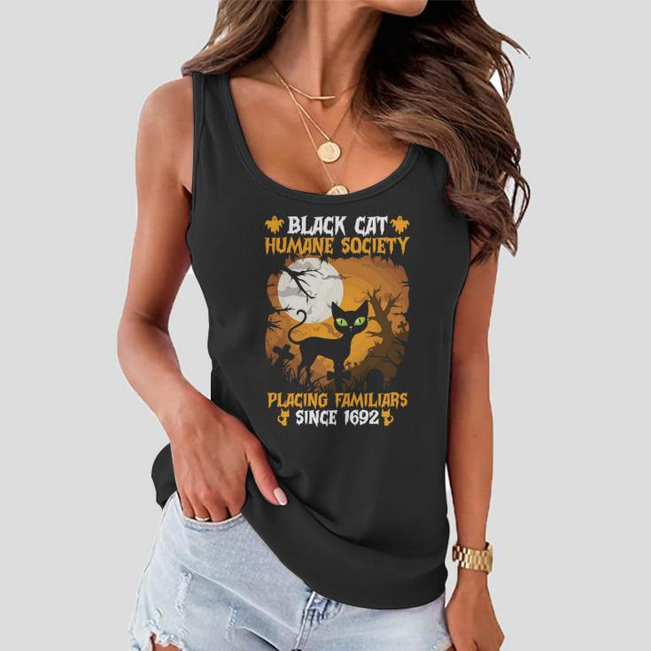 Black Cat Humane Society Placing Familiars Halloween Quote Women Flowy Tank