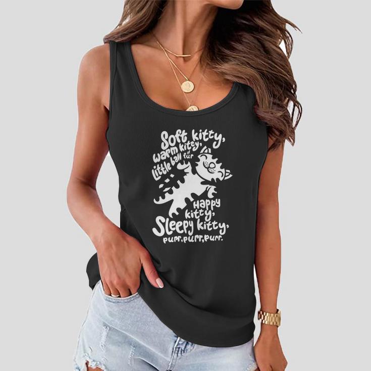 Black Soft Kitty Funny V2 Women Flowy Tank