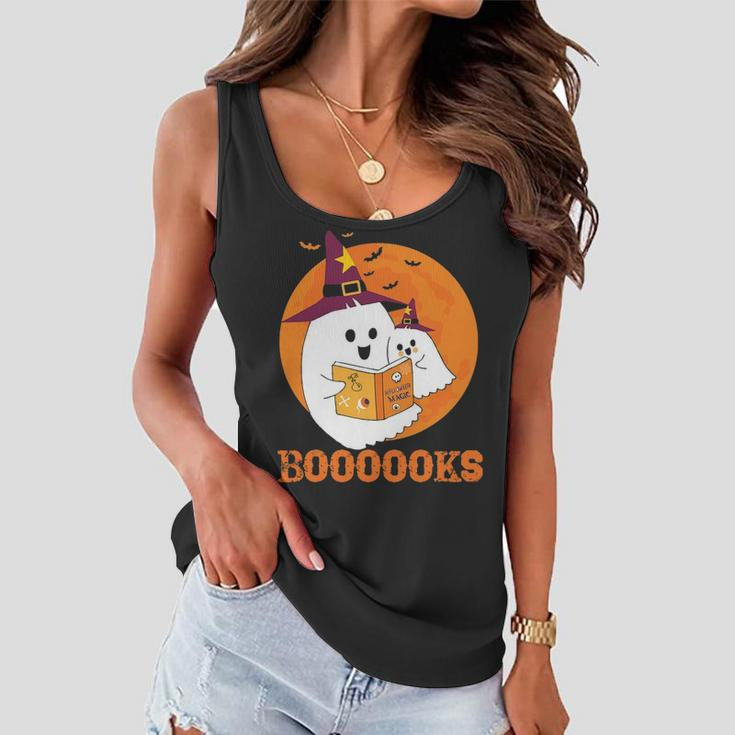 Booooks Halloween Boo Read Books Reading Women Flowy Tank